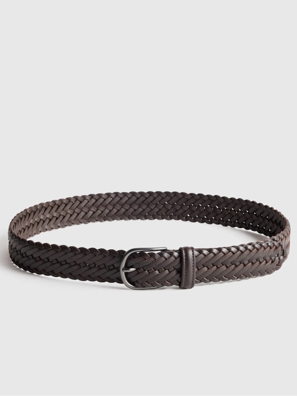 Quince Jack Italian Leather Woven Belt Hickory Size 30 021